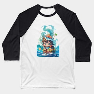 Kawaii Wave Girl Baseball T-Shirt